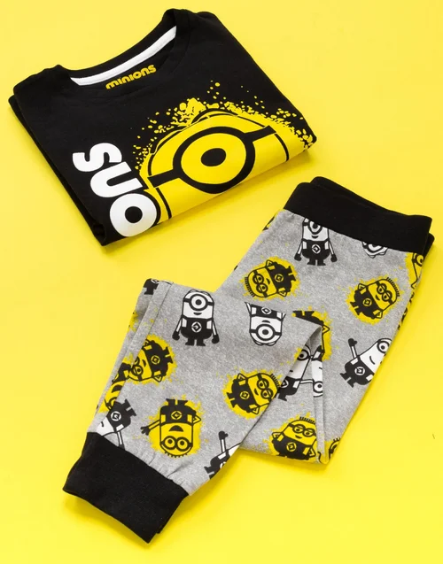 Vanilla Underground Minions Boys Black Pyjama Set (3-12 Years) - Age 3-4 Years Image 5