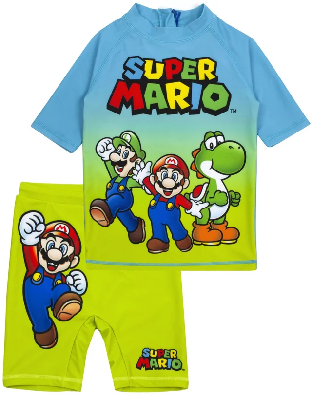 Nintendo Boys Blue Mario & Luigi 2 Piece Swim Set (3-12yrs)