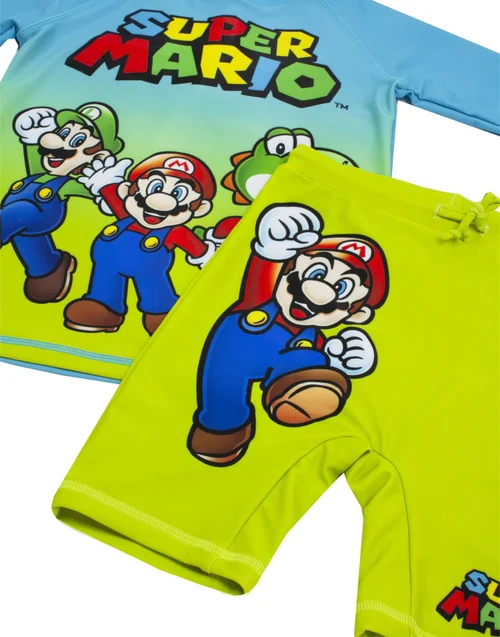 Nintendo Boys Blue Mario & Luigi 2 Piece Swim Set (3-12yrs) - Age 5-6 Years Image 2