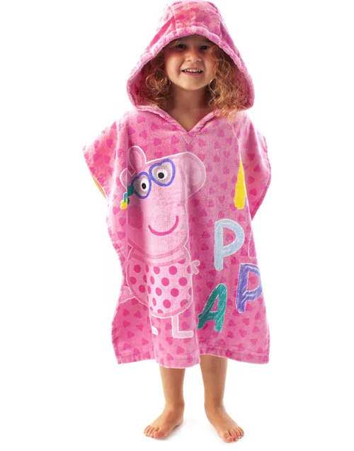 Vanilla Underground Peppa Pig Girls Pink Poncho Towel and Swimming Costume Set (12 Months-7 Years) - 3-4 Yrs Image 3