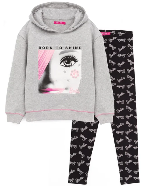 Vanilla Underground Barbie Girls Grey Hoodie and Legging Set (3-12 Years) - 3-4 Yrs Image 1