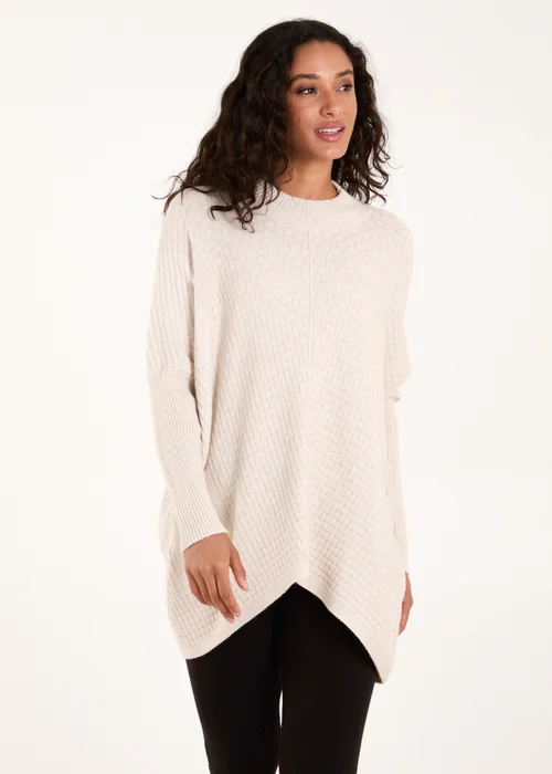 Blue Vanilla Stone Basket Weave High Neck Jumper - One Size Image 1