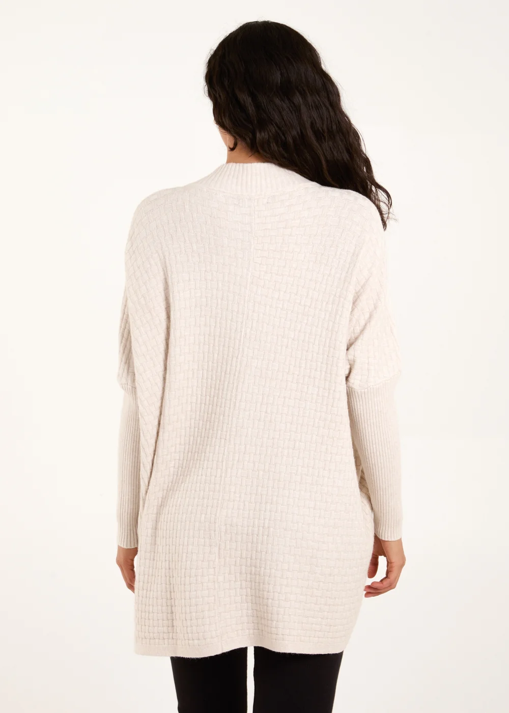Blue Vanilla Stone Basket Weave High Neck Jumper - One Size Image 2