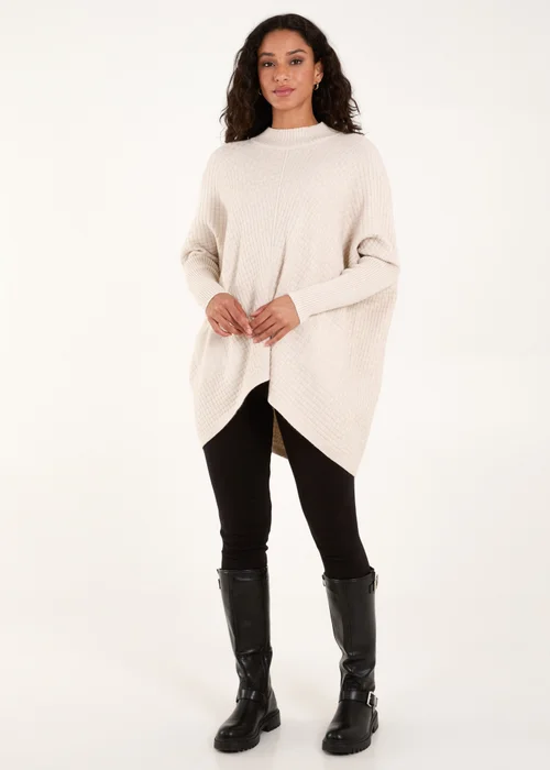Blue Vanilla Stone Basket Weave High Neck Jumper - One Size Image 4