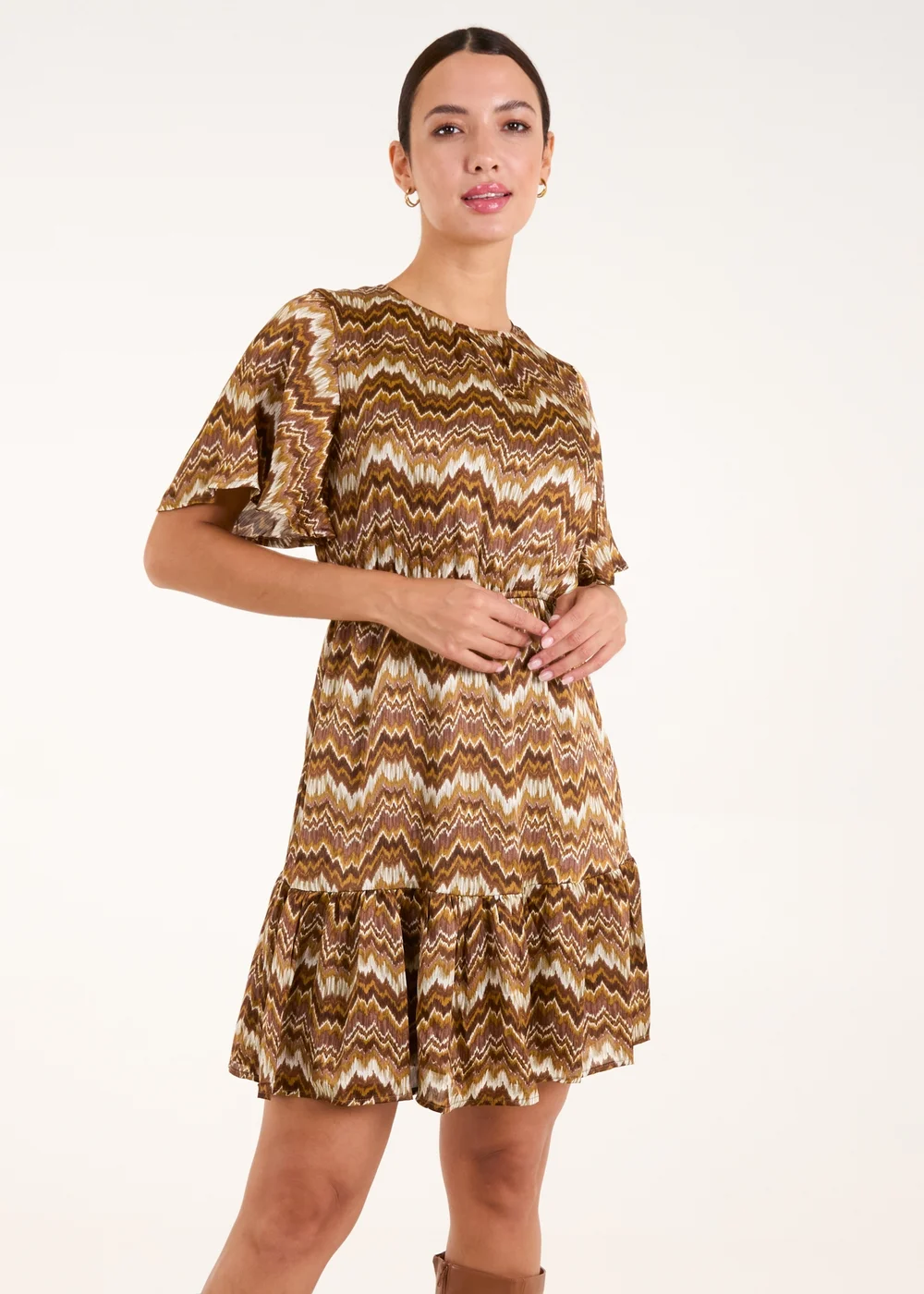 Blue Vanilla Brown Crew Neck Mini Dress - 10 Image 4