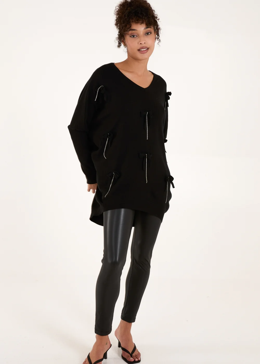 Blue Vanilla Black Diamante Bow Applique Jumper - One Size Image 4