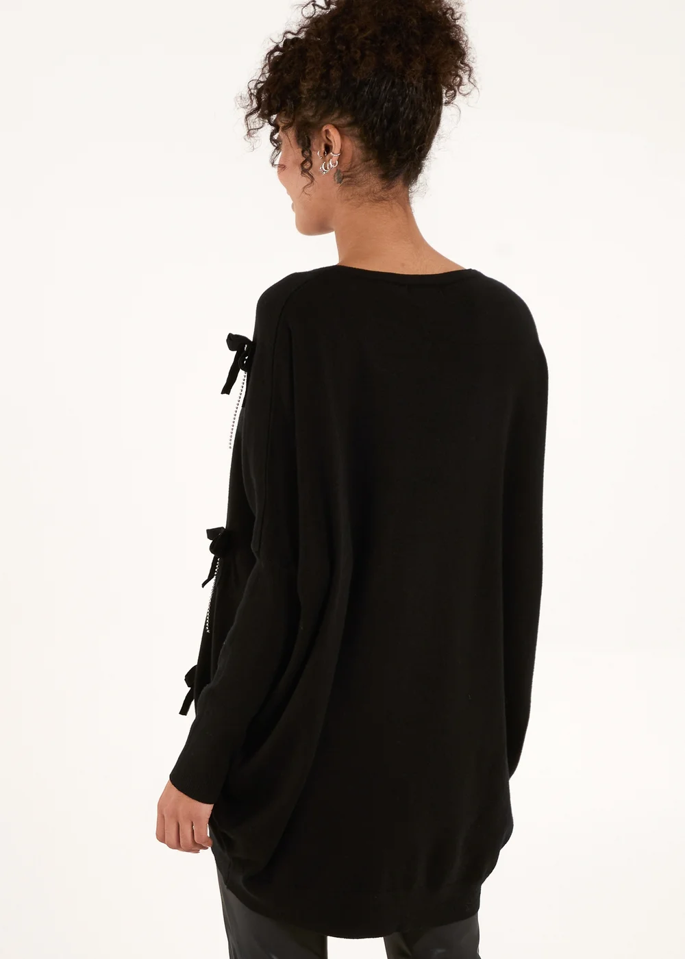 Blue Vanilla Black Diamante Bow Applique Jumper - One Size Image 2