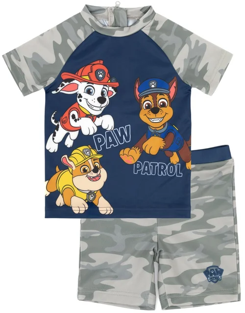 Vanilla Underground Paw Patrol Boys Grey Character Print 2 Piece Swim Set (18 Months-7 Years) - 18 - 24 Months Image 1