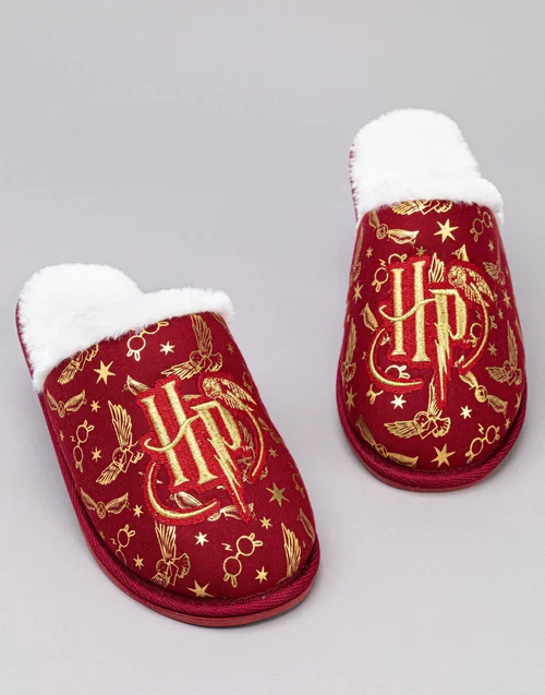 Vanilla Underground Harry Potter Girls Red Logo Mule Slippers (12 Younger - 5 Older) - 1 Infants Image 2