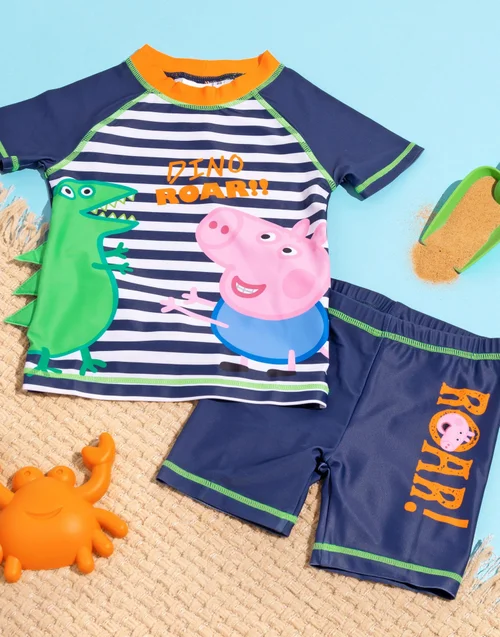 Vanilla Underground Peppa Pig Boys Blue 2 Piece Swim Set (12 Months-6 Years) - 12 - 18 months Image 2