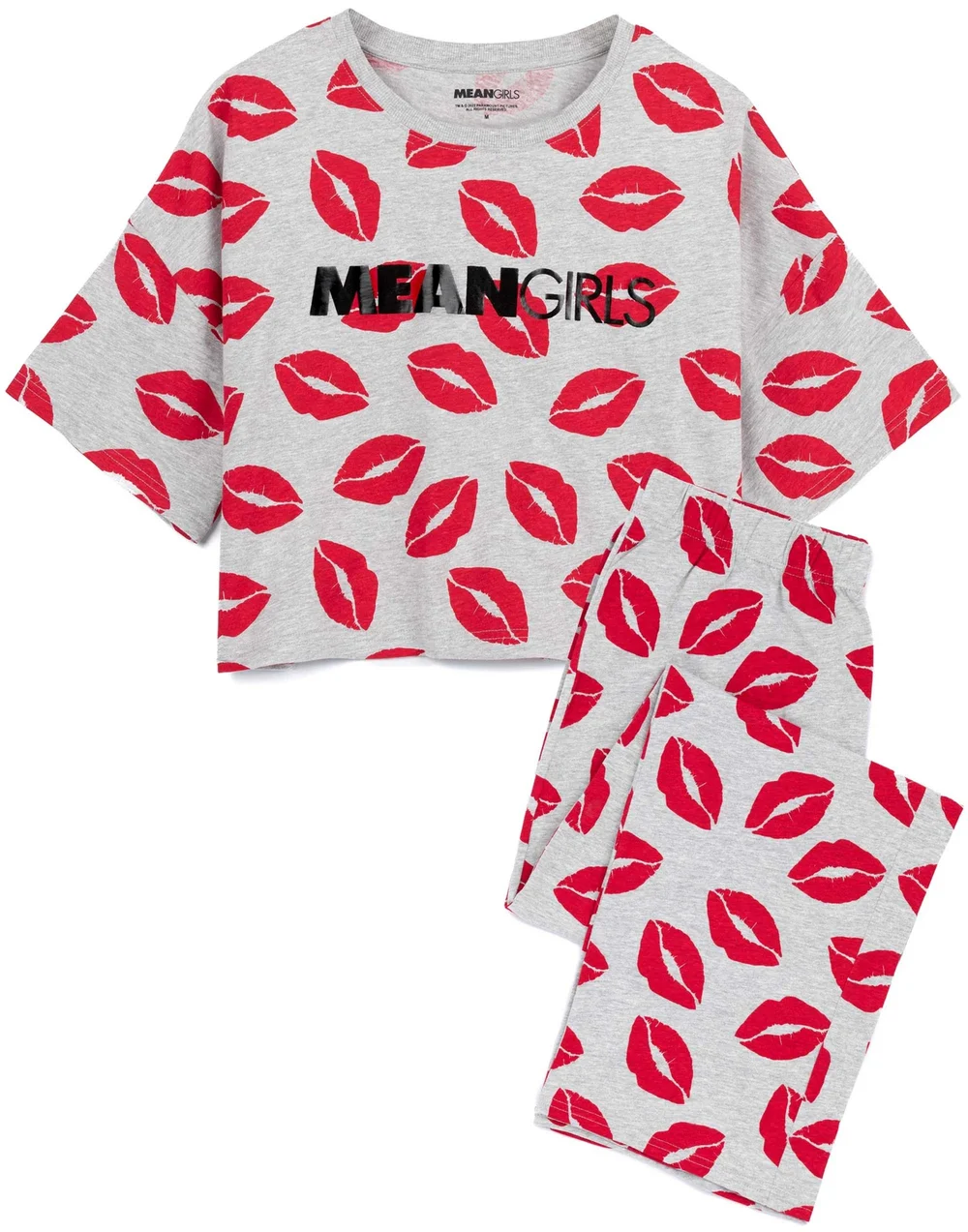 Vanilla Underground Mean Girls Grey Logo With Kiss Pyjama Set - Small Image 1