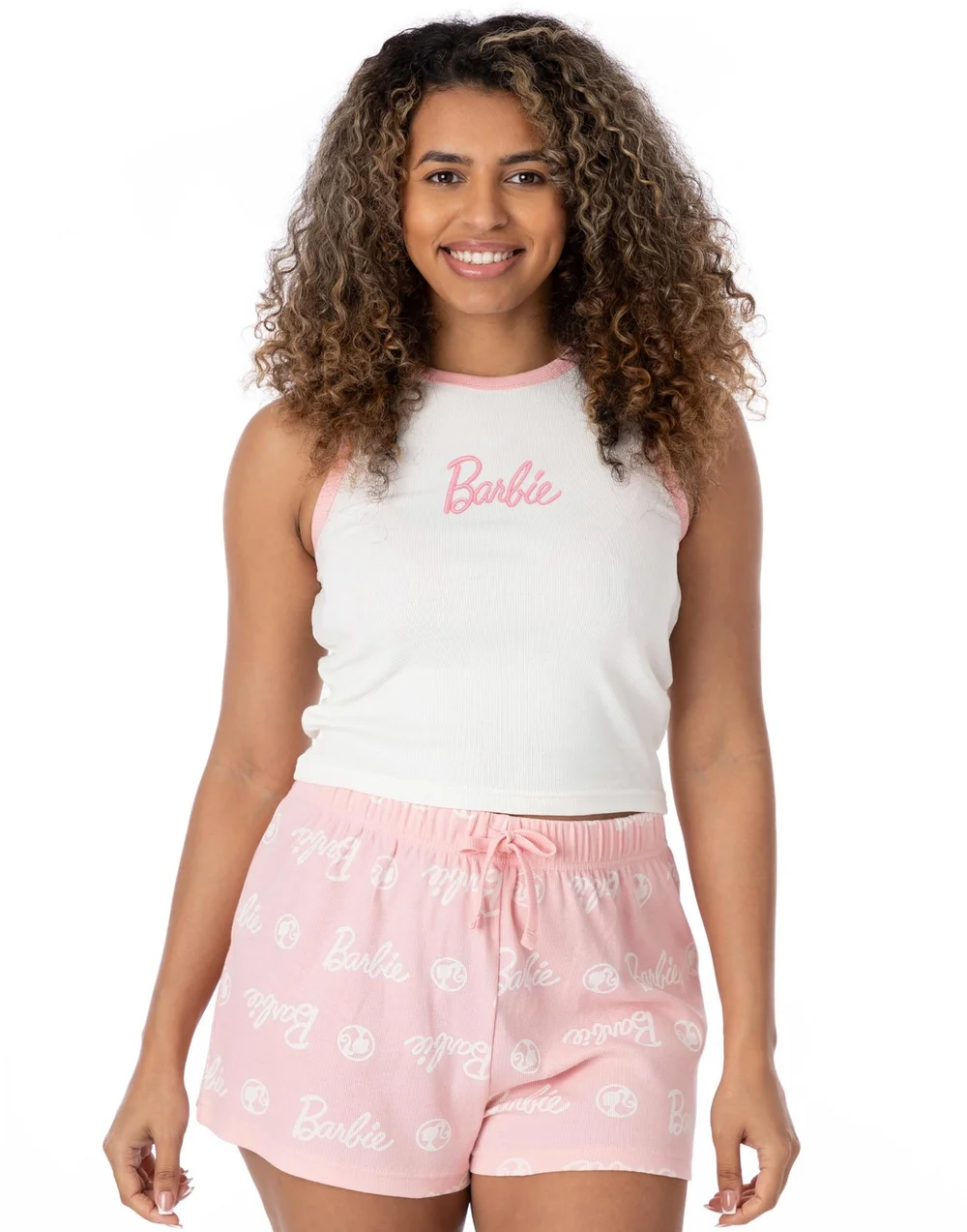 Barbie Pink Vest and Shorts Pyjama Set - Extra small Image 1