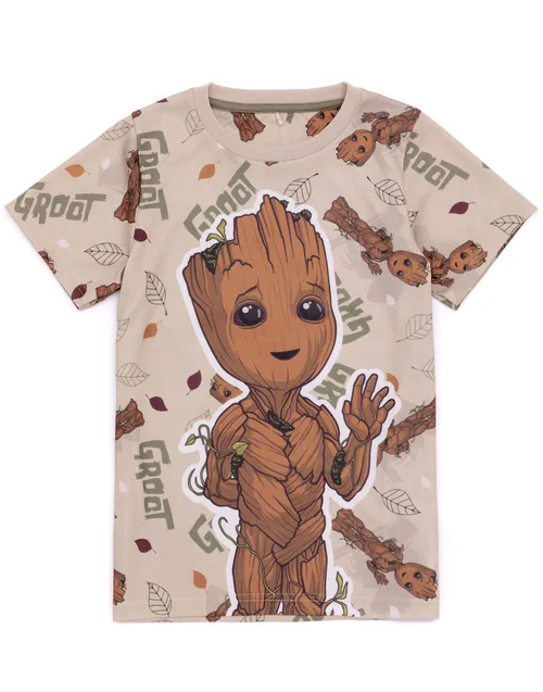 Vanilla Underground Marvel Unisex Kids Brown Short Sleeve Long Leg Pyjama Set (2 - 10 Years) - Age 6-7 Years Image 4