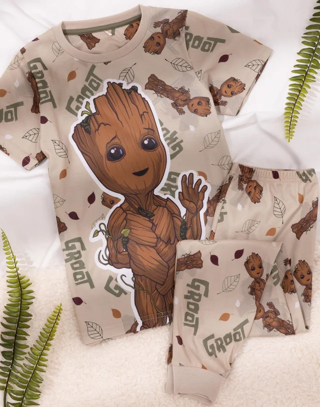 Vanilla Underground Marvel Unisex Kids Brown Short Sleeve Long Leg Pyjama Set (2 - 10 Years)