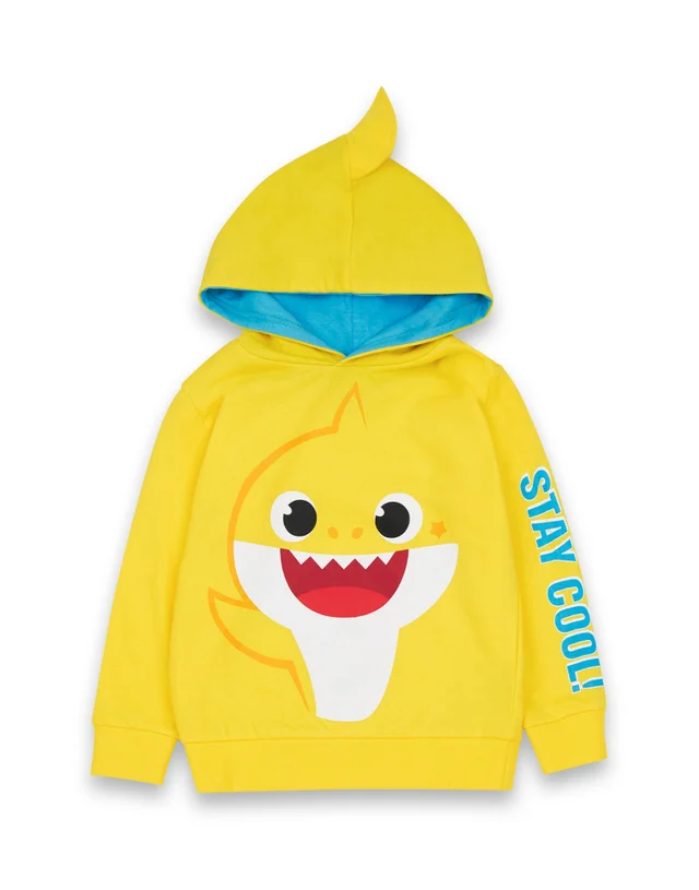 Vanilla Underground Baby Shark Unisex Kids Yellow Stay Cool Hoodie (12 Months-6 Years)