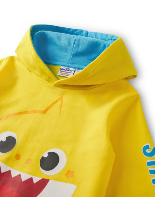 Vanilla Underground Baby Shark Unisex Kids Yellow Stay Cool Hoodie (12 Months-6 Years) - 3-4 Yrs Image 3
