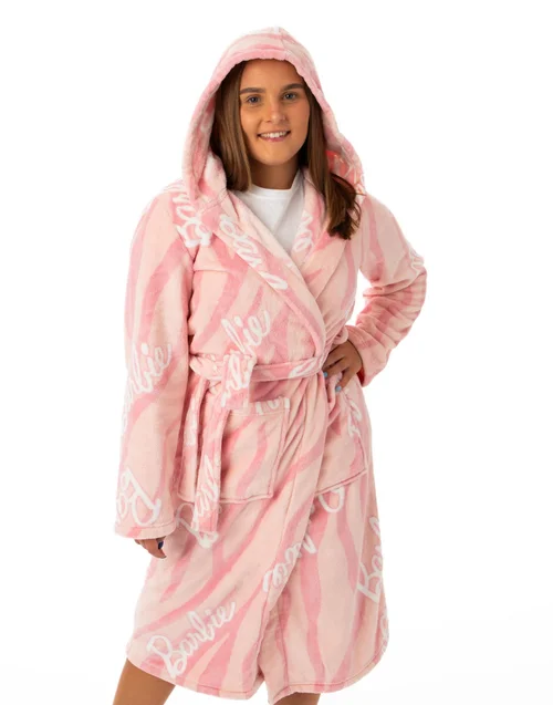 Barbie Pink Hooded Bathrobe - Small Image 3