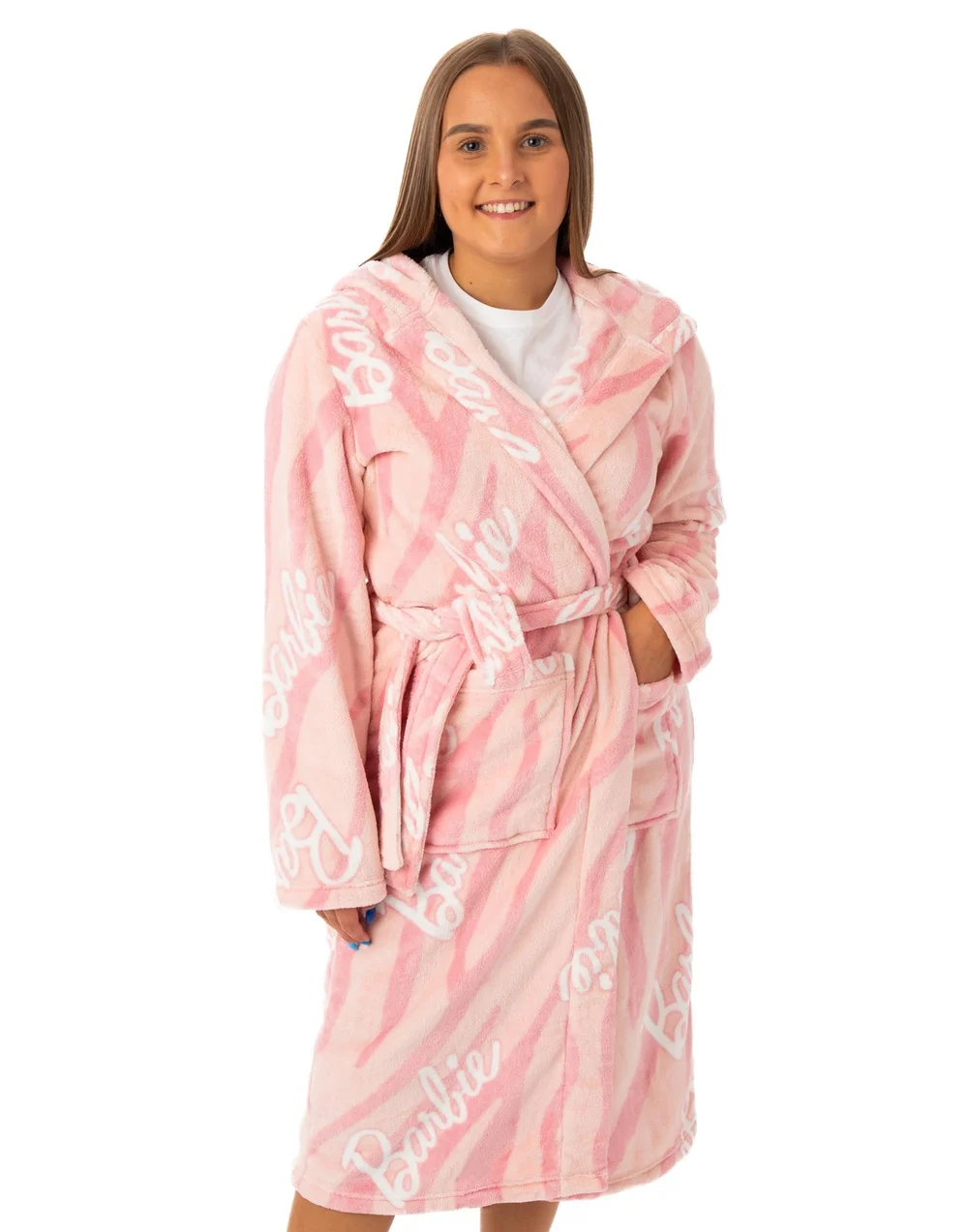 Barbie Pink Hooded Bathrobe - Small Image 1