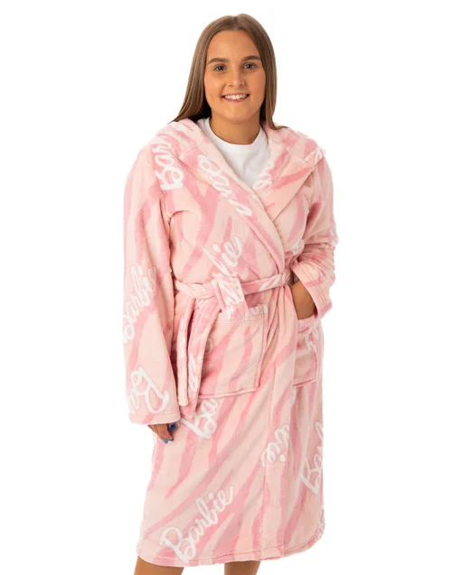 Barbie Pink Hooded Bathrobe - Small Image 1