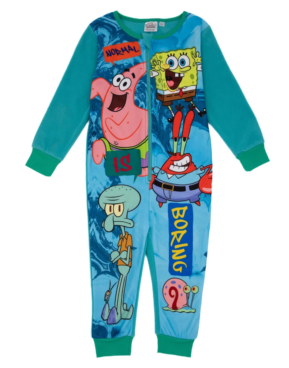 Vanilla Underground SpongeBob SquarePants Boys Blue Onesie (3-12 Years) - Age 11-12 Years Image 1