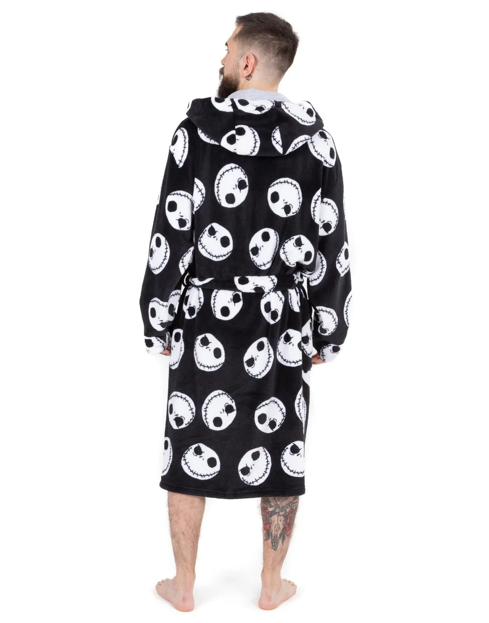 Vanilla Underground Disney The Nightmare Before Christmas Mens Black Jack Skellington Bathrobe - Extra Large Image 3