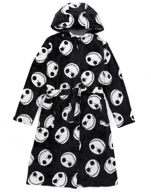 Vanilla Underground Disney The Nightmare Before Christmas Mens Black Jack Skellington Bathrobe - Extra Large Image 4