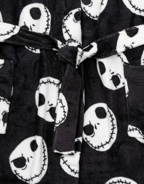 Vanilla Underground Disney The Nightmare Before Christmas Mens Black Jack Skellington Bathrobe - Extra Large Image 5