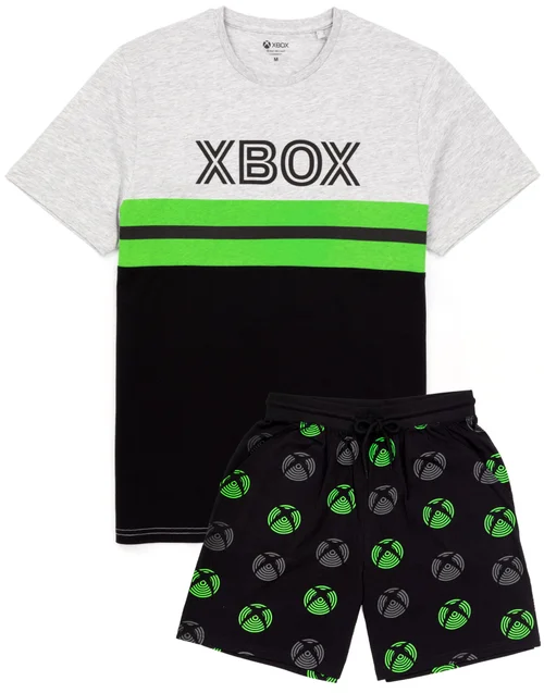 Vanilla Underground Xbox Mens Black Logo Short Sleeve Short Leg Pyjama Set - Small Image 1