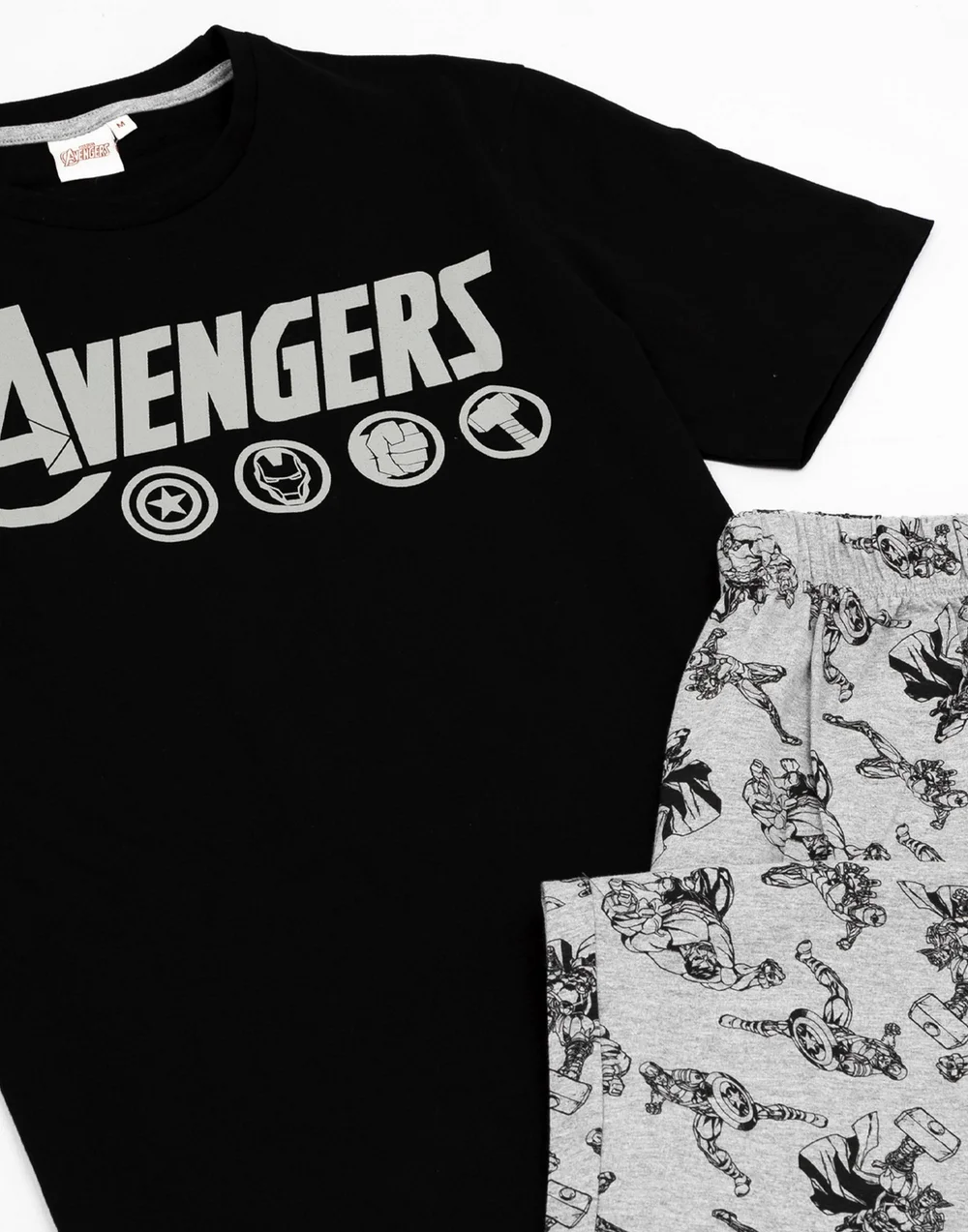 Vanilla Underground Marvel Mens Black Logo Short Sleeve Long Leg Pyjama Set - XXL Image 3