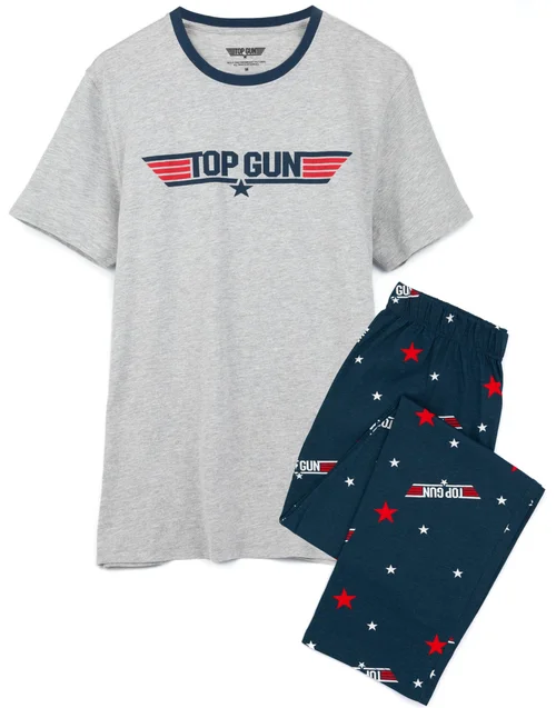 Vanilla Underground Top Gun Mens Black All Over Print Bottoms Pyjama Set - Large Image 1