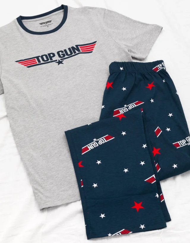 Vanilla Underground Top Gun Mens Black All Over Print Bottoms Pyjama Set