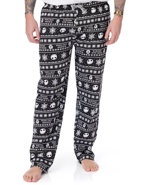 Vanilla Underground Disney The Nightmare Before Christmas Mens Black Jack Skellington Lounge Pants - Small Image 1