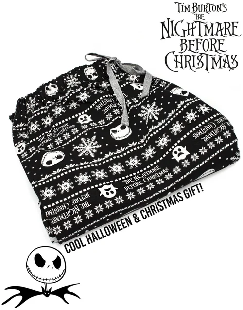 Vanilla Underground Disney The Nightmare Before Christmas Mens Black Jack Skellington Lounge Pants - Small Image 2