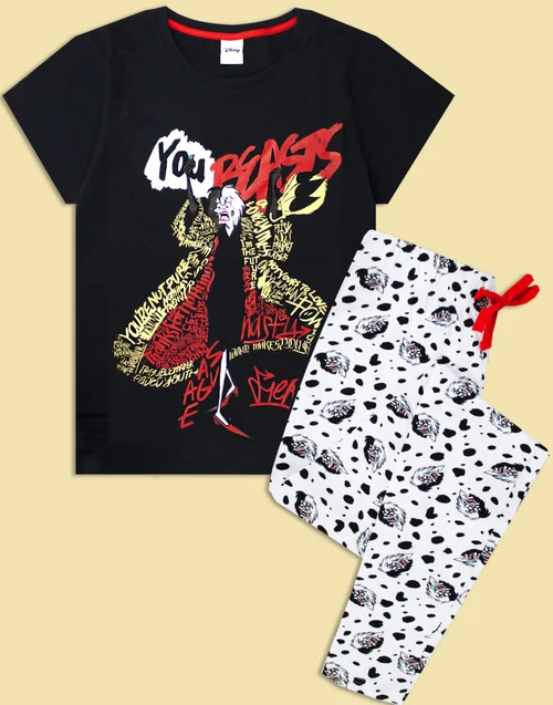Disney Black Cruella De Vil T-Shirt and Lounge Pants - Small Image 2