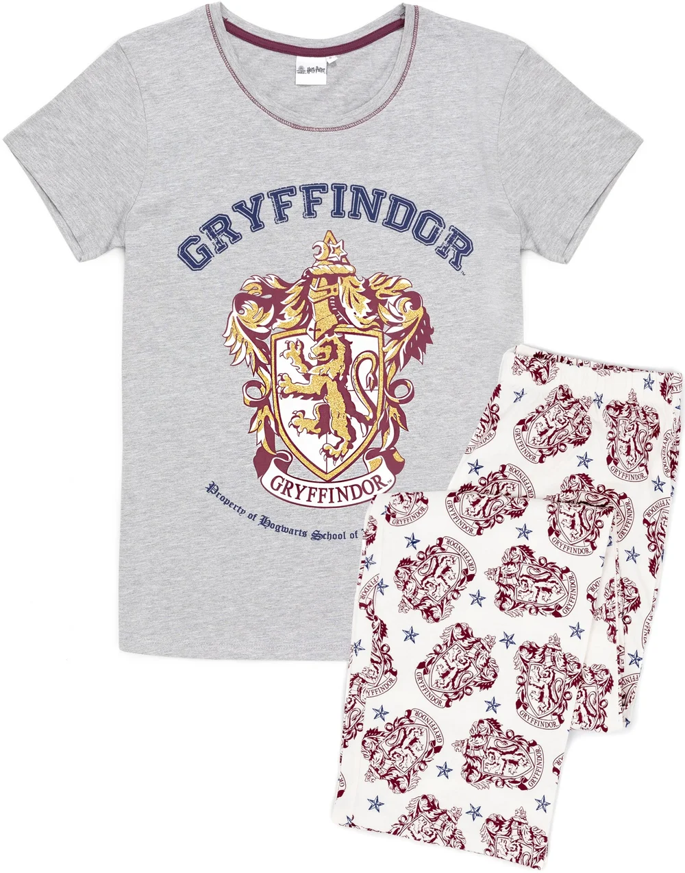 Vanilla Underground Harry Potter Grey Gryffindor House Crest Pyjama Set - Large Image 2