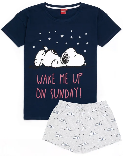 Vanilla Underground Peanuts Blue Snoopy Short Leg Pyjama Set - Small Image 1