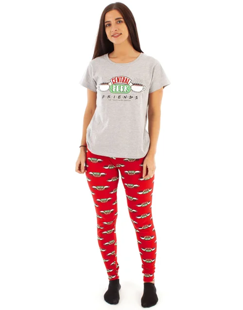 Friends Grey Short Sleeve Long Leg Pyjama Set - Small Image 3