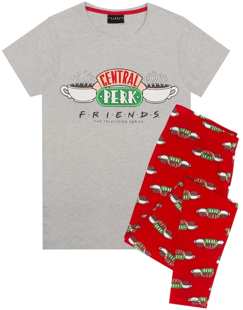 Friends Grey Short Sleeve Long Leg Pyjama Set - Small Image 1