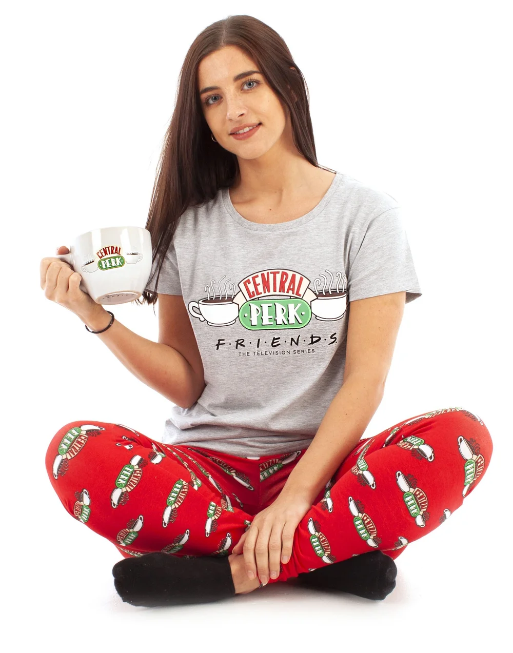 Friends Grey Short Sleeve Long Leg Pyjama Set - Small Image 4