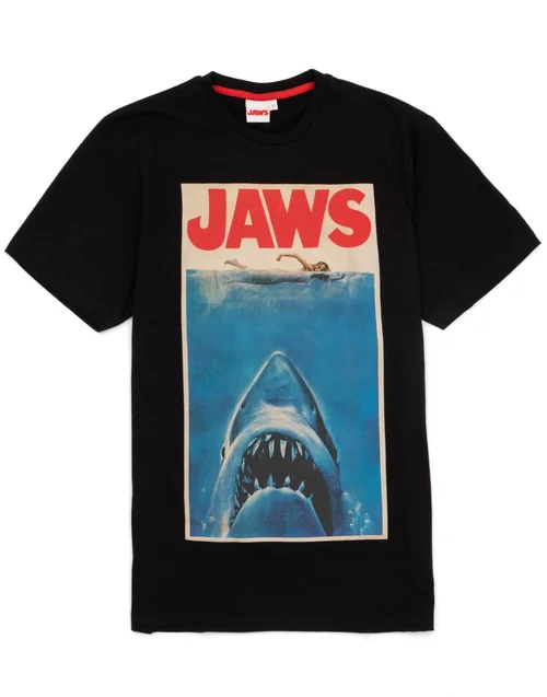 Jaws Mens Black Movie Poster Pyjama Set - Small Image 3