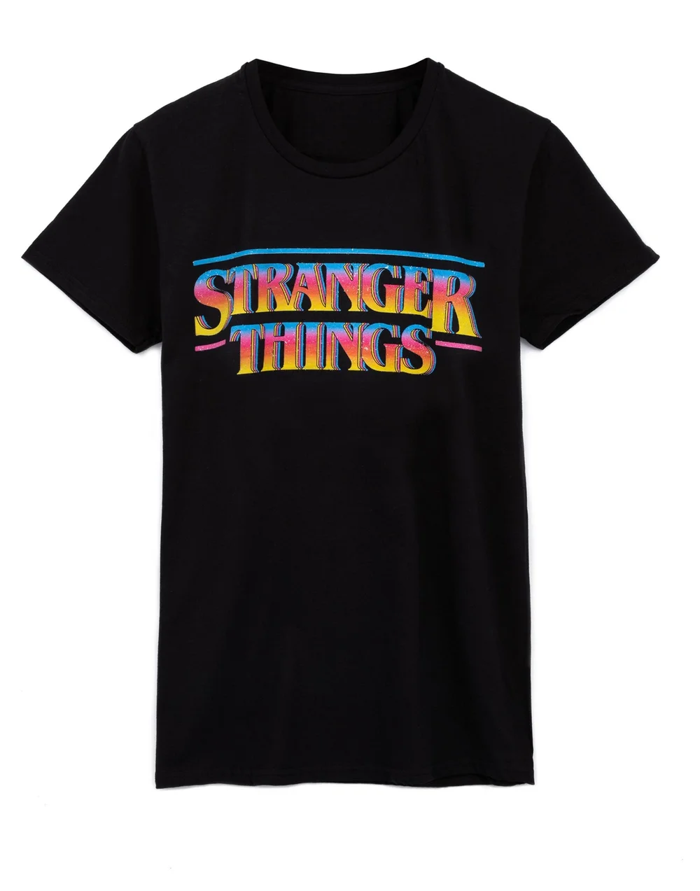 Vanilla Underground Stranger Things Mens Black Retro Logo T-Shirt - S Image 1