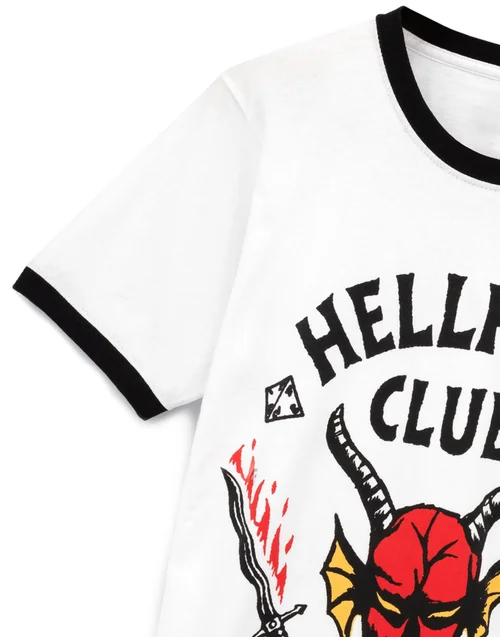 Vanilla Underground Stranger Things Mens White Hellfire Club Logo T-Shirt - 3XL Image 5