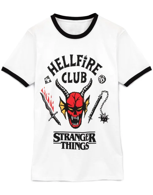 Vanilla Underground Stranger Things Mens White Hellfire Club Logo T-Shirt - 3XL Image 1