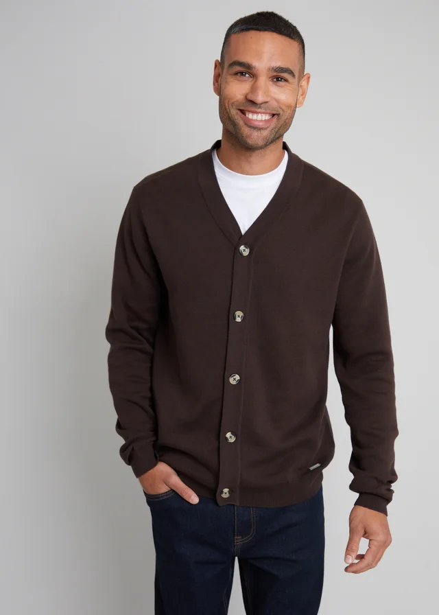 Threadbare Charcoal Cotton Blend Knitted Cardigan