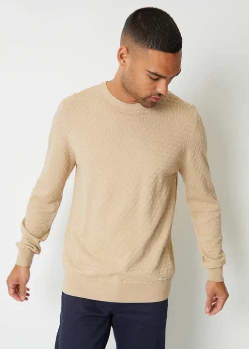 Threadbare Natural Mini Cable Textured Knit Crew Neck Jumper - S Image 1