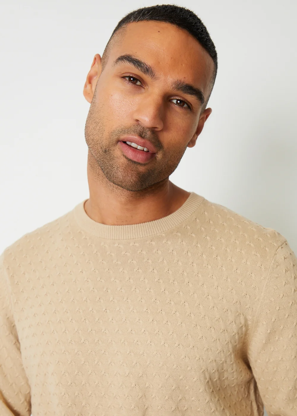 Threadbare Natural Mini Cable Textured Knit Crew Neck Jumper - S Image 4