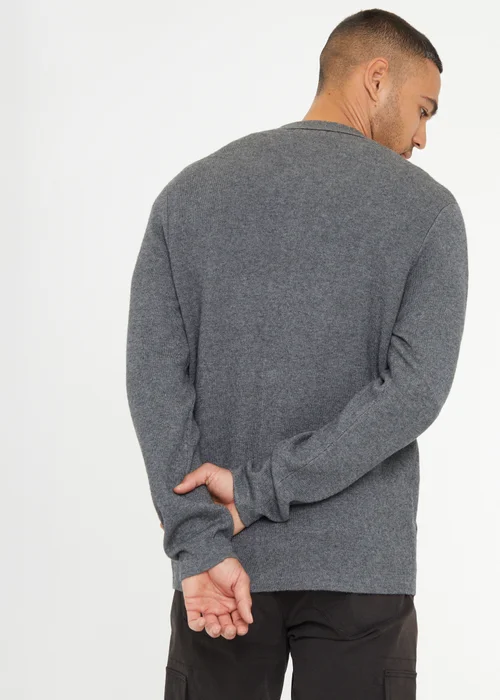 Threadbare Charcoal Long Sleeve Knitted Shirt - S Image 2