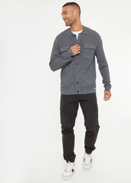 Threadbare Charcoal Long Sleeve Knitted Shirt - S Image 4