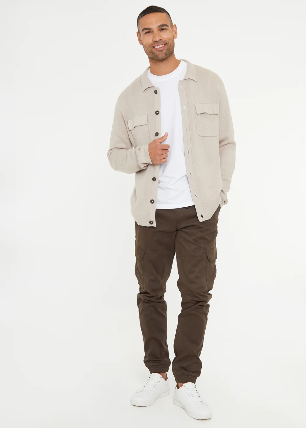 Threadbare Natural Long Sleeve Knitted Shirt - S Image 4