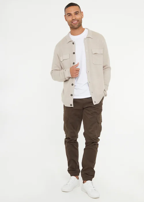 Threadbare Natural Long Sleeve Knitted Shirt - S Image 4